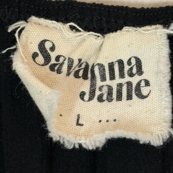 Savannah Jane Embroidered Black Boho Top Blouse Peasant Floral Lace Large - Picture 9 of 11